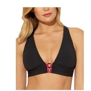 Bleu Rod Beattie Black and Rouge Lace-Up Triangle Top